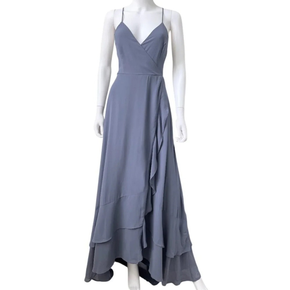 Lulus In Love Forever Granite Blue Maxi Dress M NWT Bridesmaid Formal Homecoming - Picture 2 of 10